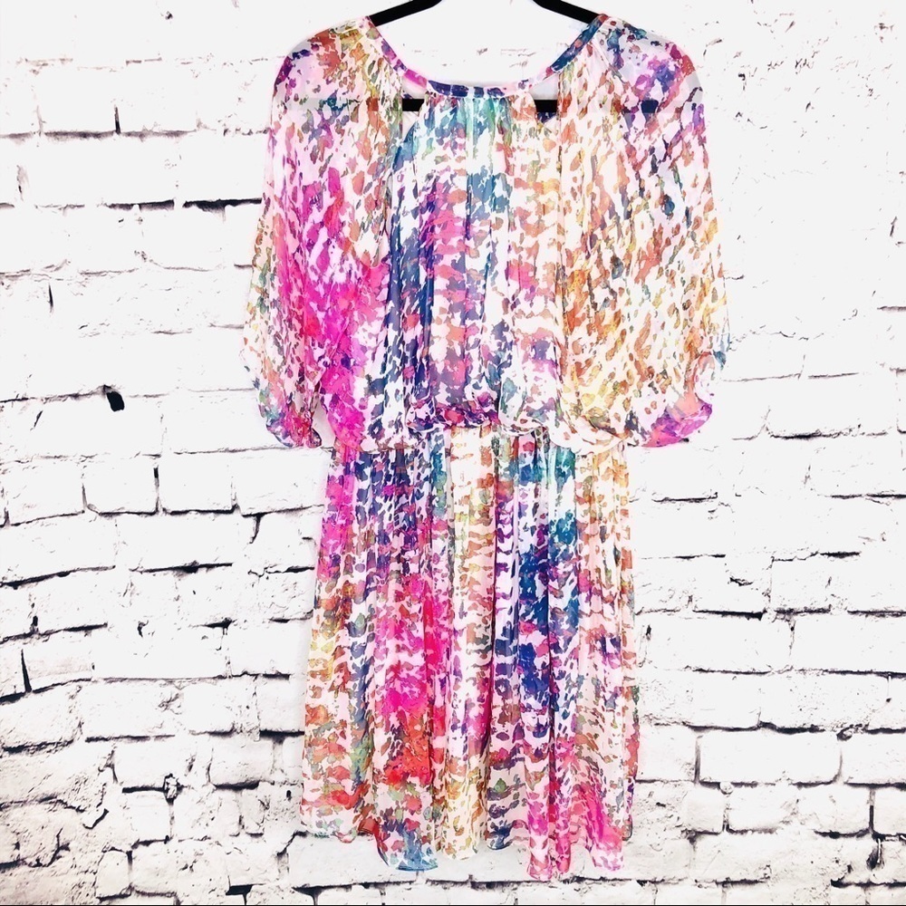 NEW Elliatt Multicolored Boho Peasant Midi Dress - Picture 2 of 7
